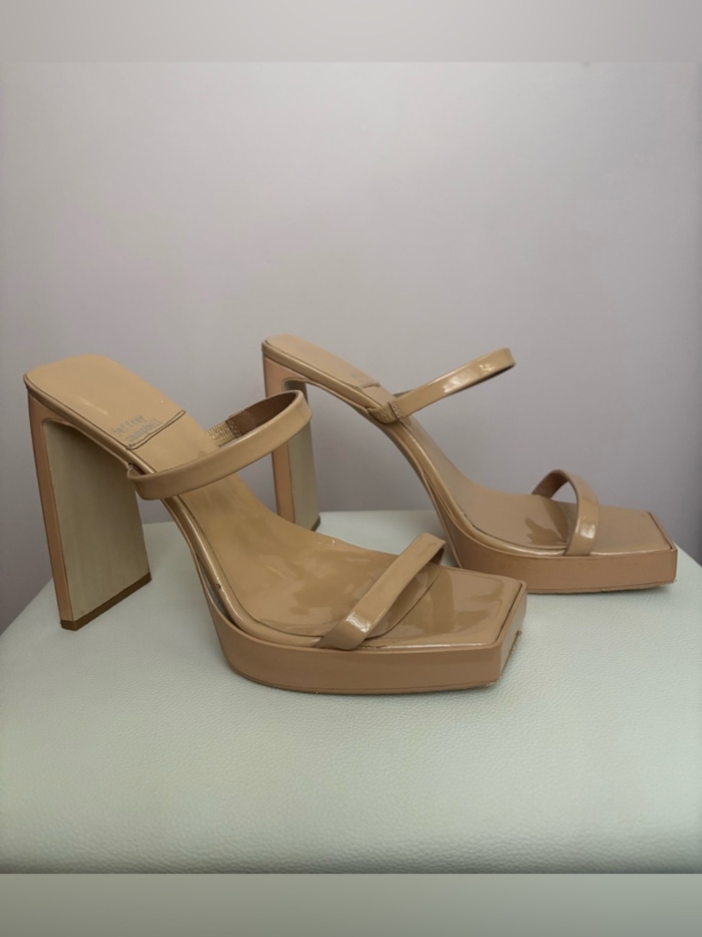 Jeffrey Campbell Nude Patent Platform Sandals